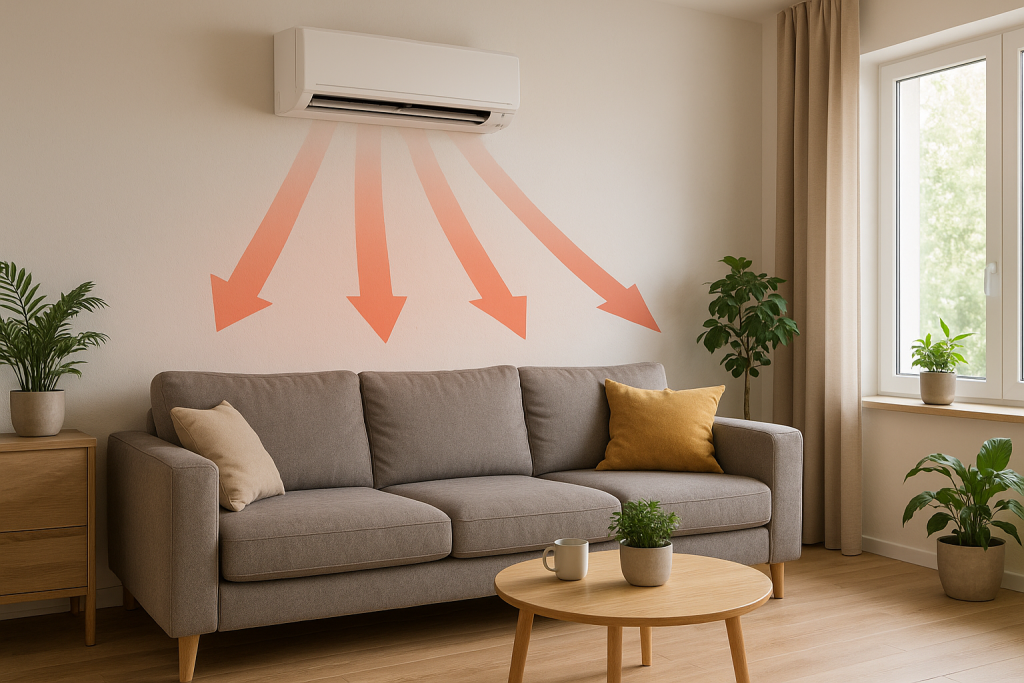 waar airco plaatsen in woonkamer verwarmen